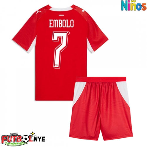 Camiseta Suiza Breel Embolo #7 Primera Equipación para niños Mundial 2026 manga corta (+ pantalones cortos)